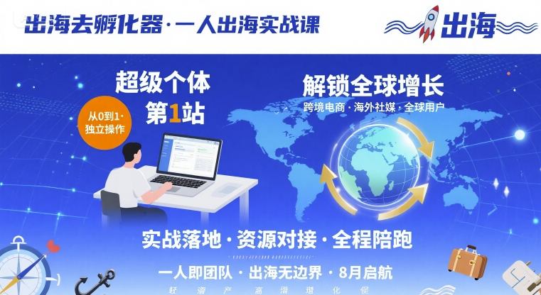 出海去孵化器，一人出海实战课，超级个体第1站，解锁全球增长