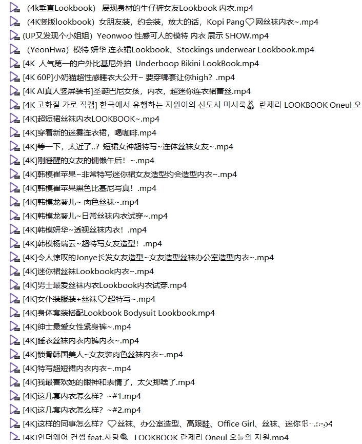 韩国美女内衣丝袜换衣视频4K合集 28.5G